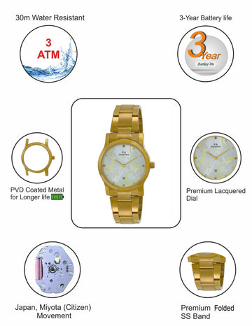 Maxima GOLD Women Silver Dial Analogue Watch - 63605CMLY